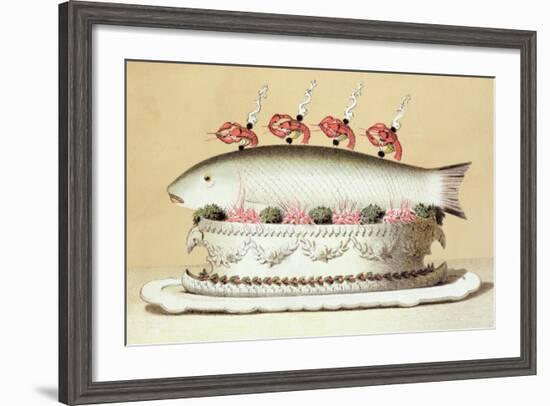 Design for the Presentation of Salmon from the River Rhine Garnished with Crayfish-null-Framed Giclee Print