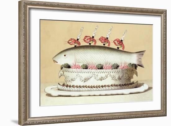 Design for the Presentation of Salmon from the River Rhine Garnished with Crayfish-null-Framed Giclee Print