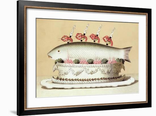 Design for the Presentation of Salmon from the River Rhine Garnished with Crayfish-null-Framed Giclee Print