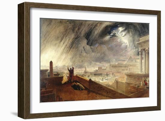 Design for the Seventh Plague of Egypt (Ink & W/C on Paper)-John Martin-Framed Giclee Print