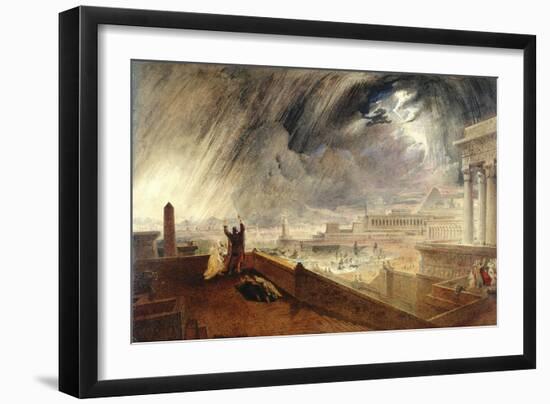 Design for the Seventh Plague of Egypt (Ink & W/C on Paper)-John Martin-Framed Giclee Print