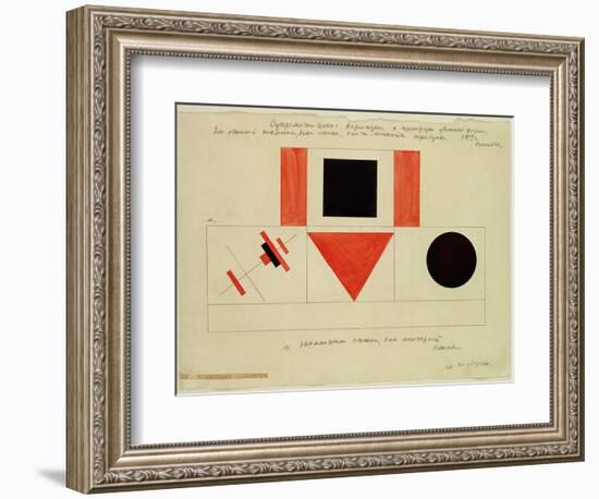 Design for the Speaker's Rostrum, 1919-Kasimir Malevich-Framed Giclee Print