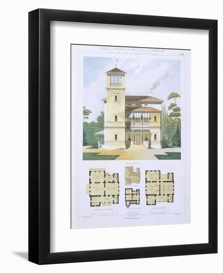 Design from 'Town and Country Houses Based on the Modern Houses of Paris', C.1864 (Colour Litho)-Leblanc-Framed Giclee Print