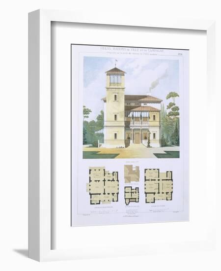 Design from 'Town and Country Houses Based on the Modern Houses of Paris', C.1864 (Colour Litho)-Leblanc-Framed Giclee Print