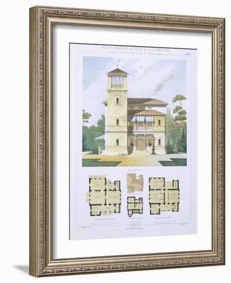 Design from 'Town and Country Houses Based on the Modern Houses of Paris', C.1864 (Colour Litho)-Leblanc-Framed Giclee Print