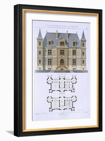 Design from 'Town and Country Houses Based on the Modern Houses of Paris', C.1864 (Colour Litho)-Leblanc-Framed Giclee Print