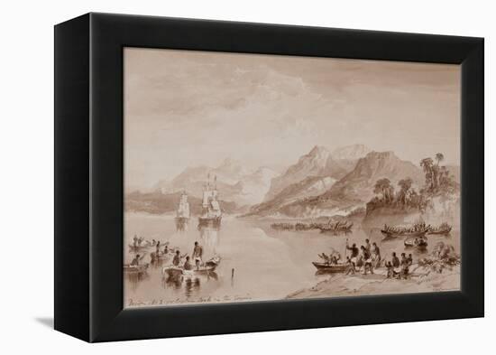 Design No 2 for Captain Cook in the Tropics watercolor-John Wilson Carmichael-Framed Premier Image Canvas