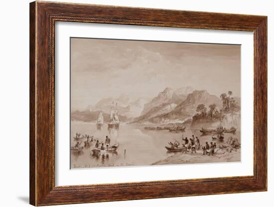 Design No 2 for Captain Cook in the Tropics watercolor-John Wilson Carmichael-Framed Giclee Print