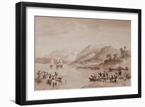 Design No 2 for Captain Cook in the Tropics watercolor-John Wilson Carmichael-Framed Giclee Print