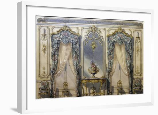 Design of Rococo Style Decor for Living Room, 1874, Gouache by G Felix Lenoir-null-Framed Giclee Print