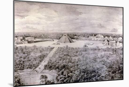 Design-Reconstruction Depicting the Ruins in Chichen Itza-null-Mounted Giclee Print