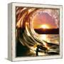 Design Template with Underwater Part and Sunset Skylight Splitted by Waterline-Willyam Bradberry-Framed Stretched Canvas