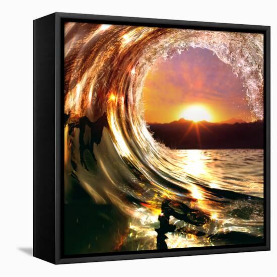 Design Template with Underwater Part and Sunset Skylight Splitted by Waterline-Willyam Bradberry-Framed Stretched Canvas