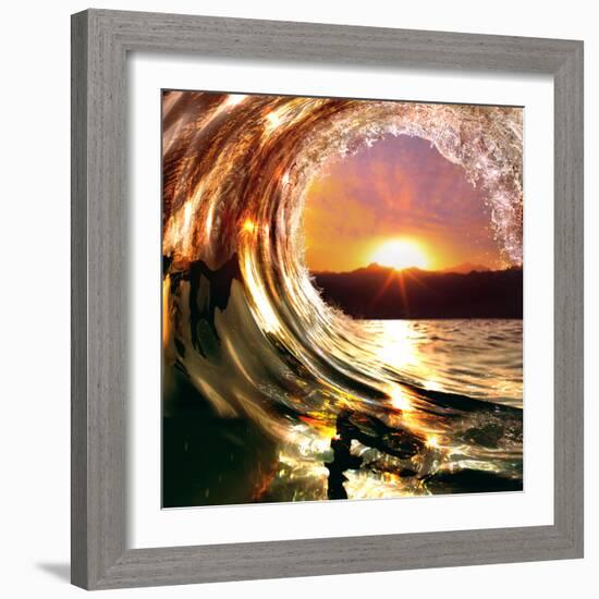 Design Template with Underwater Part and Sunset Skylight Splitted by Waterline-Willyam Bradberry-Framed Photographic Print