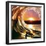 Design Template with Underwater Part and Sunset Skylight Splitted by Waterline-Willyam Bradberry-Framed Photographic Print