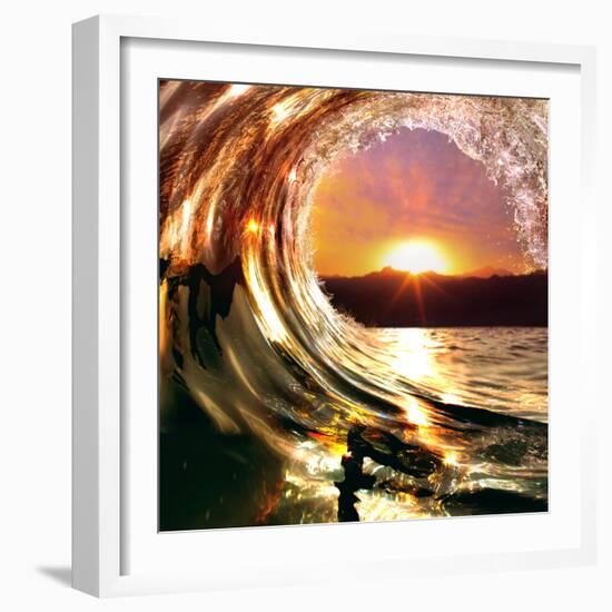 Design Template with Underwater Part and Sunset Skylight Splitted by Waterline-Willyam Bradberry-Framed Photographic Print