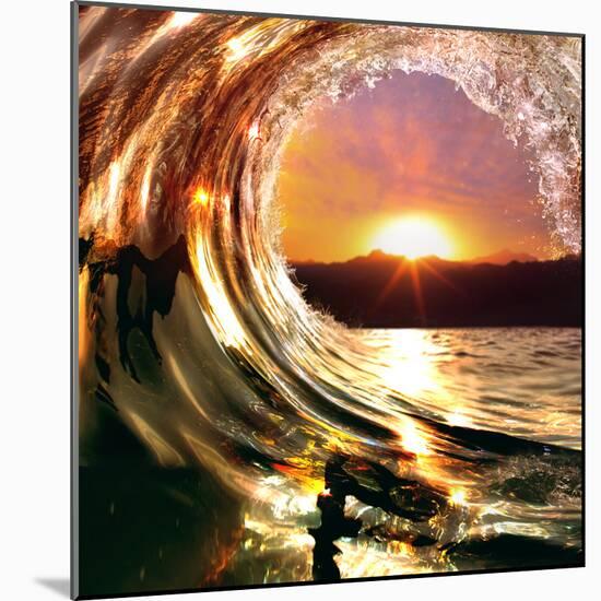 Design Template with Underwater Part and Sunset Skylight Splitted by Waterline-Willyam Bradberry-Mounted Photographic Print