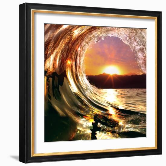 Design Template with Underwater Part and Sunset Skylight Splitted by Waterline-Willyam Bradberry-Framed Photographic Print