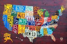 License Plate Map USA-Design Turnpike-Giclee Print