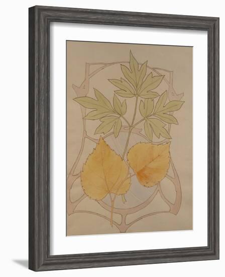 Design with Fig and Vine Leaves and a Sinuous Art Nouveau Motif in the Background.-Koloman Moser-Framed Giclee Print