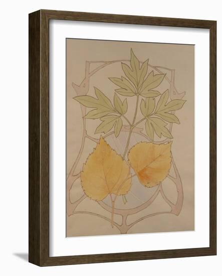 Design with Fig and Vine Leaves and a Sinuous Art Nouveau Motif in the Background.-Koloman Moser-Framed Giclee Print