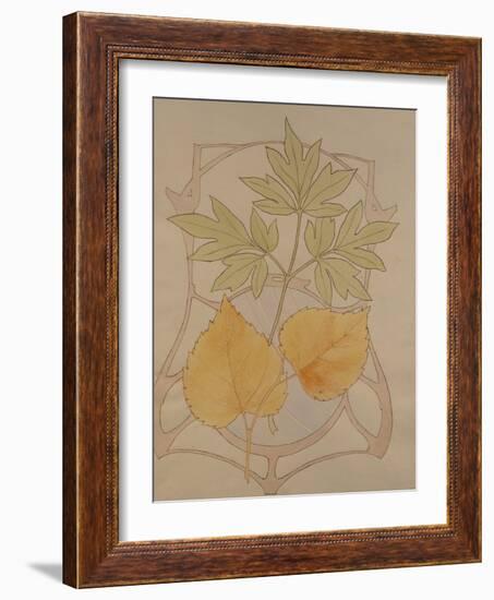 Design with Fig and Vine Leaves and a Sinuous Art Nouveau Motif in the Background.-Koloman Moser-Framed Giclee Print