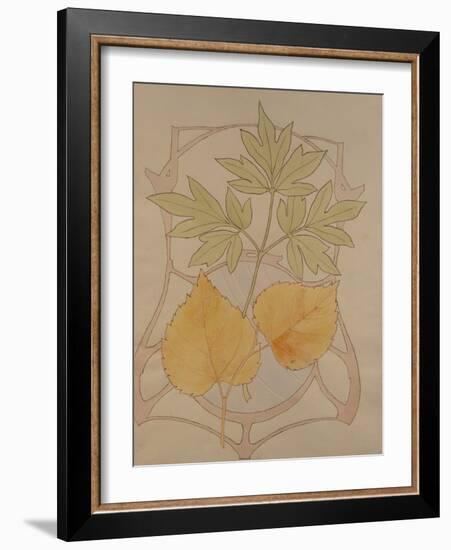 Design with Fig and Vine Leaves and a Sinuous Art Nouveau Motif in the Background.-Koloman Moser-Framed Giclee Print