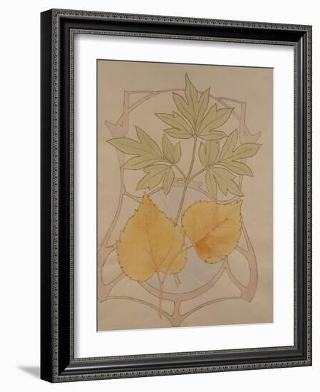 Design with Fig and Vine Leaves and a Sinuous Art Nouveau Motif in the Background.-Koloman Moser-Framed Giclee Print