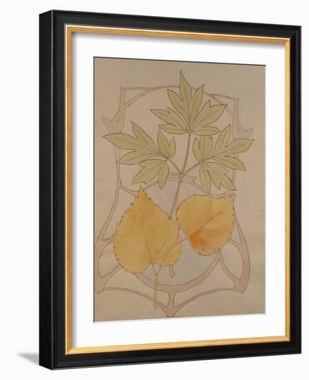 Design with Fig and Vine Leaves and a Sinuous Art Nouveau Motif in the Background.-Koloman Moser-Framed Giclee Print