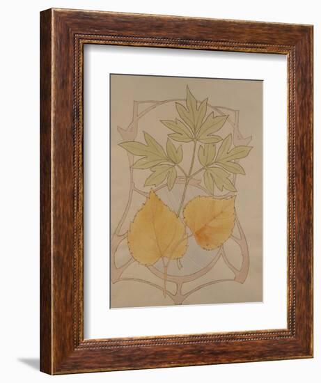 Design with Fig and Vine Leaves and a Sinuous Art Nouveau Motif in the Background.-Koloman Moser-Framed Giclee Print