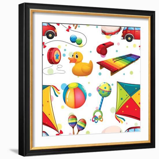 Design with Many Toys-Daniel Cole-Framed Art Print