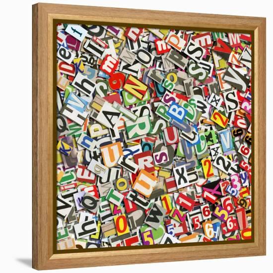 Designed Background. Digital Collage Made Of Newspaper Clippings-donatas1205-Framed Stretched Canvas