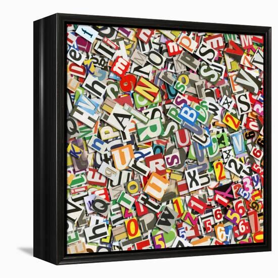 Designed Background. Digital Collage Made Of Newspaper Clippings-donatas1205-Framed Stretched Canvas