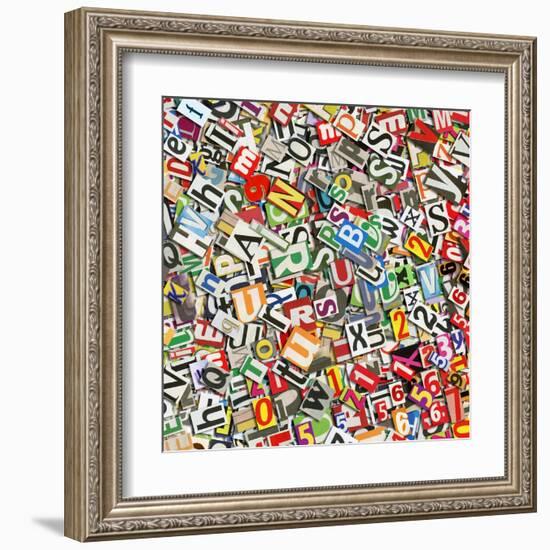 Designed Background. Digital Collage Made Of Newspaper Clippings-donatas1205-Framed Art Print