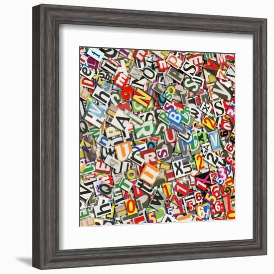 Designed Background. Digital Collage Made Of Newspaper Clippings-donatas1205-Framed Art Print