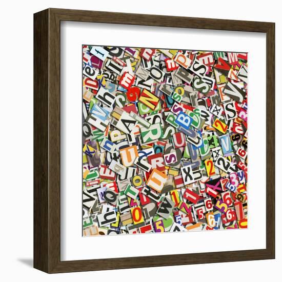 Designed Background. Digital Collage Made Of Newspaper Clippings-donatas1205-Framed Art Print