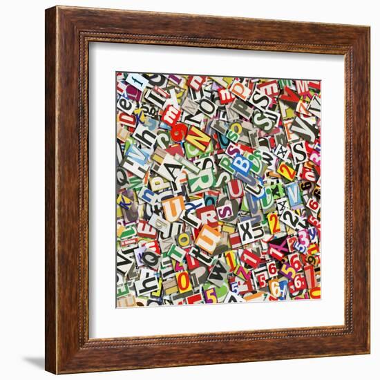 Designed Background. Digital Collage Made Of Newspaper Clippings-donatas1205-Framed Art Print