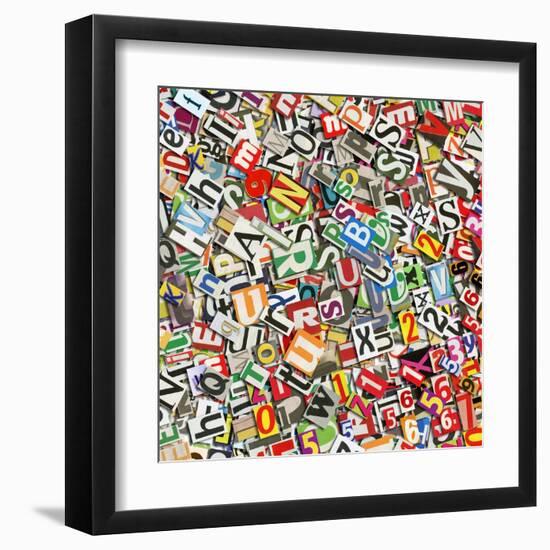 Designed Background. Digital Collage Made Of Newspaper Clippings-donatas1205-Framed Art Print