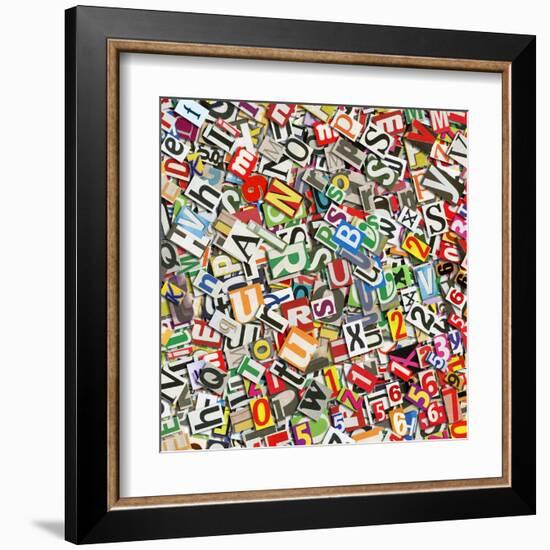 Designed Background. Digital Collage Made Of Newspaper Clippings-donatas1205-Framed Art Print