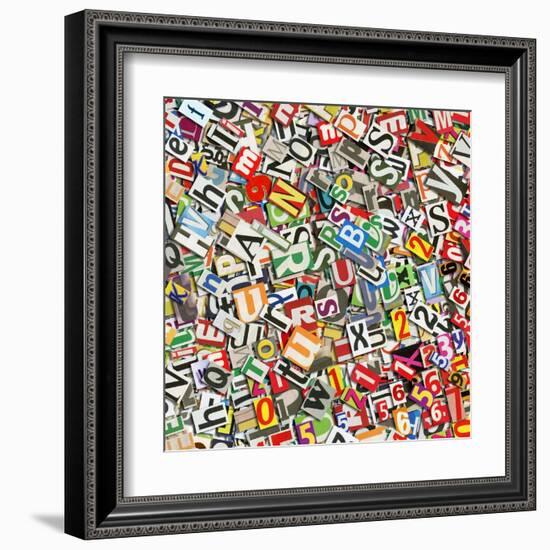 Designed Background. Digital Collage Made Of Newspaper Clippings-donatas1205-Framed Art Print