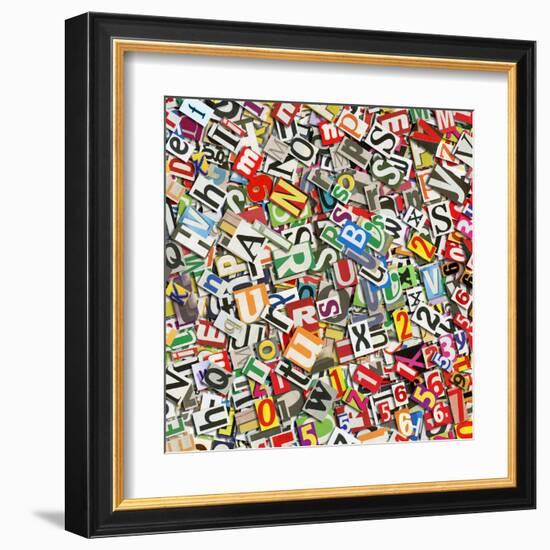 Designed Background. Digital Collage Made Of Newspaper Clippings-donatas1205-Framed Art Print