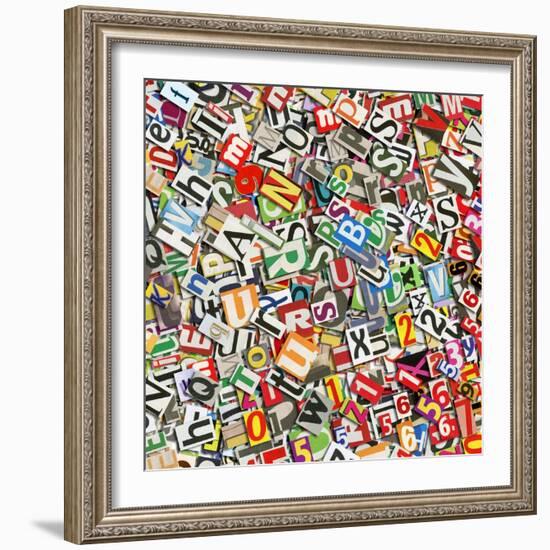 Designed Background. Digital Collage Made Of Newspaper Clippings-donatas1205-Framed Art Print