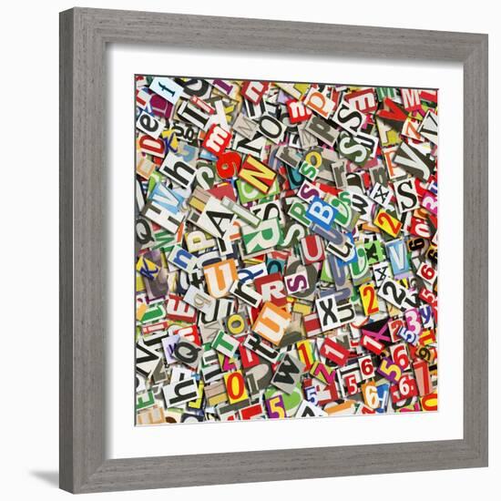 Designed Background. Digital Collage Made Of Newspaper Clippings-donatas1205-Framed Art Print