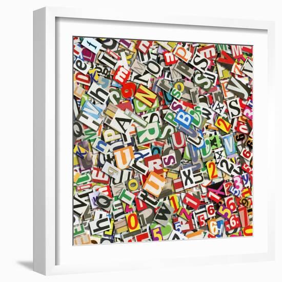 Designed Background. Digital Collage Made Of Newspaper Clippings-donatas1205-Framed Art Print