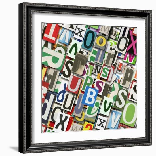 Designed Background. Digital Collage Made Of Newspaper Clippings-donatas1205-Framed Art Print