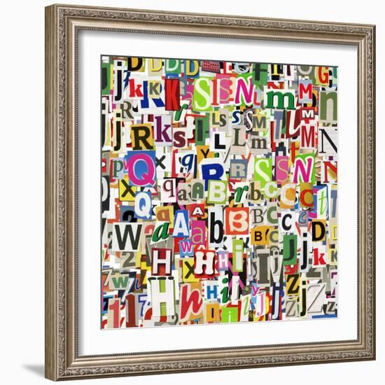 Designed Background. Digital Collage Made Of Newspaper Clippings-donatas1205-Framed Art Print