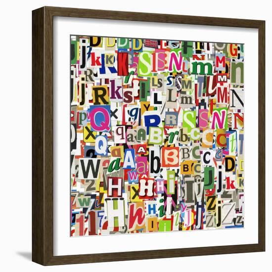 Designed Background. Digital Collage Made Of Newspaper Clippings-donatas1205-Framed Art Print