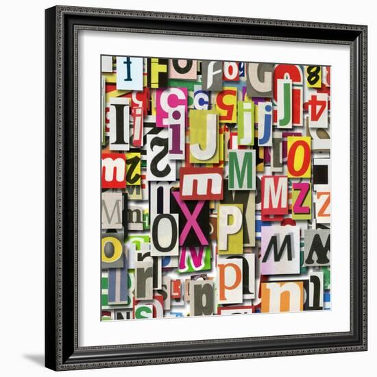 Designed Background. Digital Collage Made Of Newspaper Clippings-donatas1205-Framed Art Print