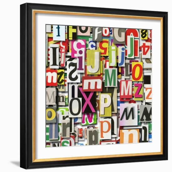 Designed Background. Digital Collage Made Of Newspaper Clippings-donatas1205-Framed Art Print