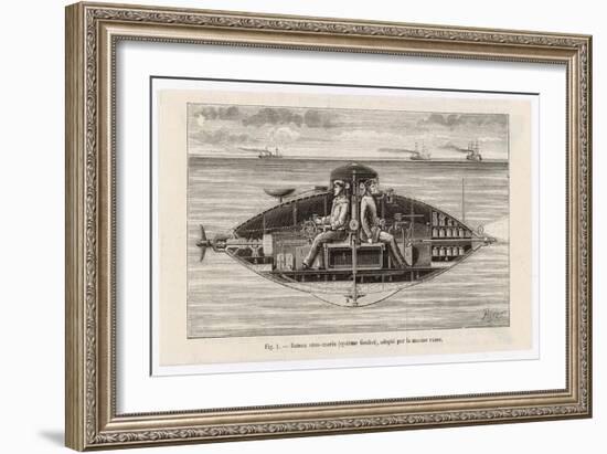 Designed by Claude Goubet in 1885: The First Electrically Powered Submarine-Poyet-Framed Art Print